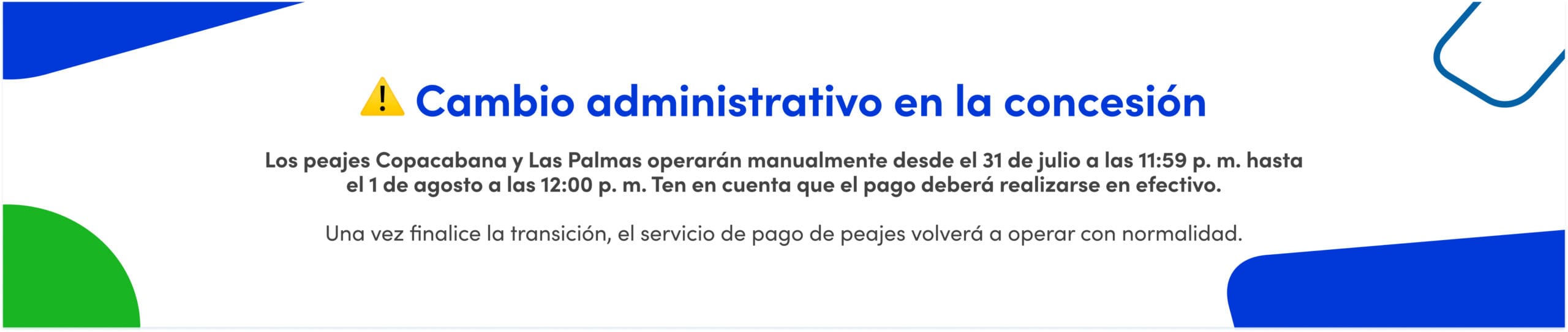 Mantenimiento programado | FacilPass Mantenimiento programado | FacilPass